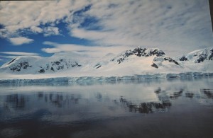 Icy mountains in a mirror