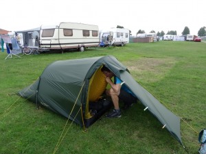 2015 Hooksiel Duitsland: verhouding tent caravan 
