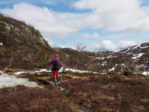 12. Bergje op bergje af richting 2e top op 1037 m op de Himmelkvævristine